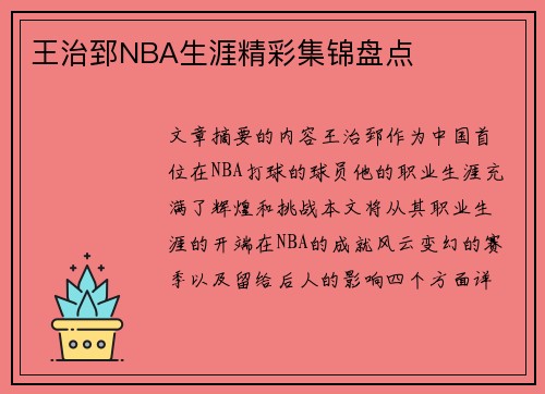 王治郅NBA生涯精彩集锦盘点